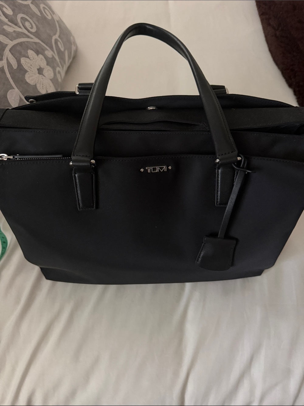 Tumi Black Nylon Laptop Brief with Leather Trim